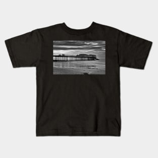 Cromer Pier in black and white Kids T-Shirt